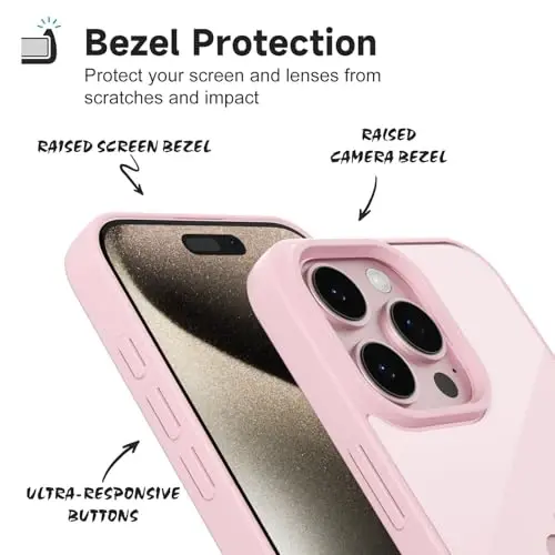 iPhone 15 Pro Max Kılıfı için LoeoeL Şeffaf, Transparan Hibrit 15 Pro Max Telefon Kılıfı [Sert Plastik ve Yumuşak Silikon Tampon] Akrilik Sararmayan İnce Koruyucu Kapak Kadınlar için, Açık Pembe - 4