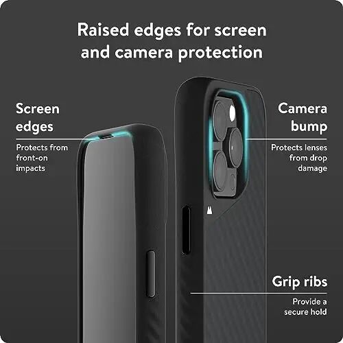 Mous for iPhone 15 Pro Max Case MagSafe Compatible - Limitless 5.0 - Carbon Fibre - Protective iPhone 15 Pro Max Case - Shockproof Phone Cover - 4
