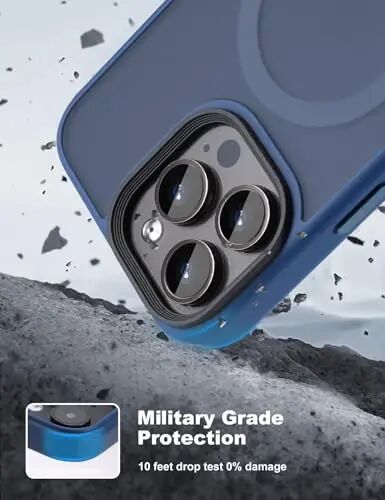 Tigowos for iPhone 15 Pro Max case Fits MagSafe 10FT Drop Resistant Matte Skin Feeling Shockproof Back Cover Fits iPhone 15 Pro Max Phone Cases, Matte Blue - 2