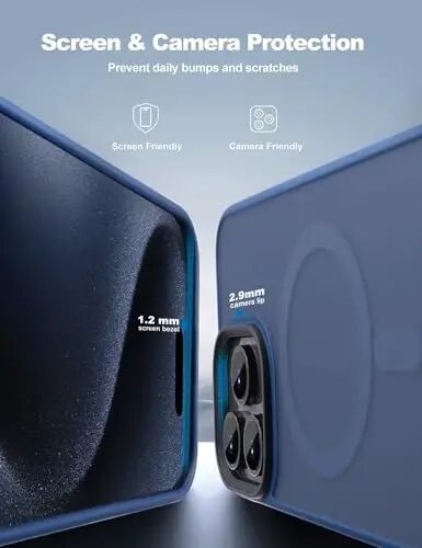 Tigowos for iPhone 15 Pro Max case Fits MagSafe 10FT Drop Resistant Matte Skin Feeling Shockproof Back Cover Fits iPhone 15 Pro Max Phone Cases, Matte Blue - 3