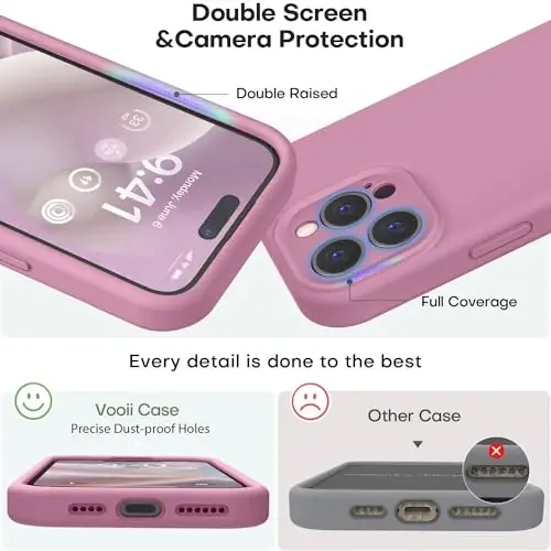 Vooii Compatible with iPhone 15 Pro Max Case, Upgraded Premium Silicone, [Camera Protection] [Soft Anti-Scratch Microfiber Lining] Shockproof Phone Case for iPhone 15 Pro Max 6.7