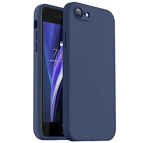 Vooii for iPhone SE Case 2022/3rd/2020,iPhone 8/7 Case, Upgraded Liquid Silicone with [Flat Edges] [Camera Protection] [Soft Anti-Scratch Microfiber Lining] Phone Case for iPhone SE - Navy Blue - VOOII