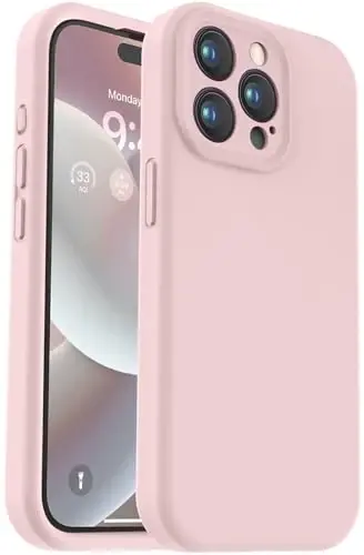 Vooii Compatible with iPhone 15 Pro Max Case, Upgraded Premium Silicone, [Camera Protection] [Soft Anti-Scratch Microfiber Lining] Shockproof Phone Case for iPhone 15 Pro Max 6.7 inch - Pink Sand - 1