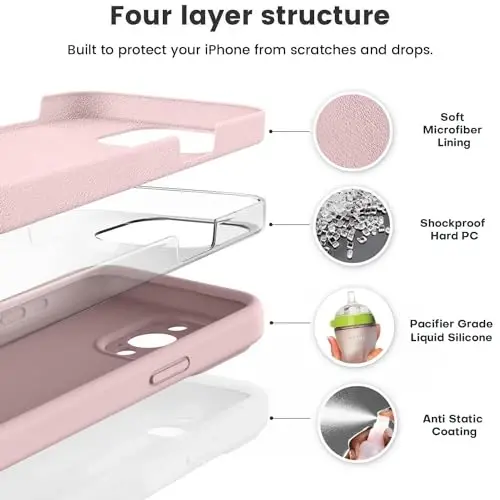 Vooii Compatible with iPhone 15 Pro Max Case, Upgraded Premium Silicone, [Camera Protection] [Soft Anti-Scratch Microfiber Lining] Shockproof Phone Case for iPhone 15 Pro Max 6.7 inch - Pink Sand - 2