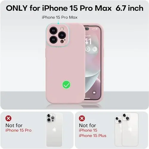 Vooii Compatible with iPhone 15 Pro Max Case, Upgraded Premium Silicone, [Camera Protection] [Soft Anti-Scratch Microfiber Lining] Shockproof Phone Case for iPhone 15 Pro Max 6.7 inch - Pink Sand - 5