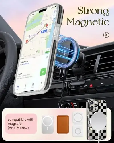 iPhone 15 Pro Max Kılıfı Kadınlar için Lotadilo - Sevimli Kawaii Tasarımı Magsafe Manyetik Halkalı Stand Siyah Çiçekli Telefon Kapakları Estetik Kız TPU Funda 15 Pro Max ile Uyumlu - 5