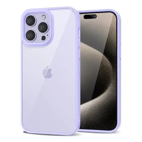iPhone 15 Pro Max Kılıfı Şeffaf LoeoeL, Şeffaf Hibrit 15 Pro Max Telefon Kılıfı [Sert Plastik ve Yumuşak Silikon Tampon] Akrilik Sararmayan İnce Dar Koruyucu Kadın Kapağı, Mor Lavanta 