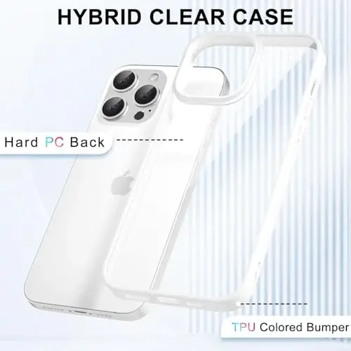 iPhone 15 Pro Max Kılıfı Şeffaf LoeoeL, Şeffaf Hibrit 15 Pro Max Telefon Kılıfı [Sert Plastik ve Yumuşak Silikon Tampon] Akrilik Sararmayan İnce Koruyucu Kadın Kapağı, Beyaz - 3