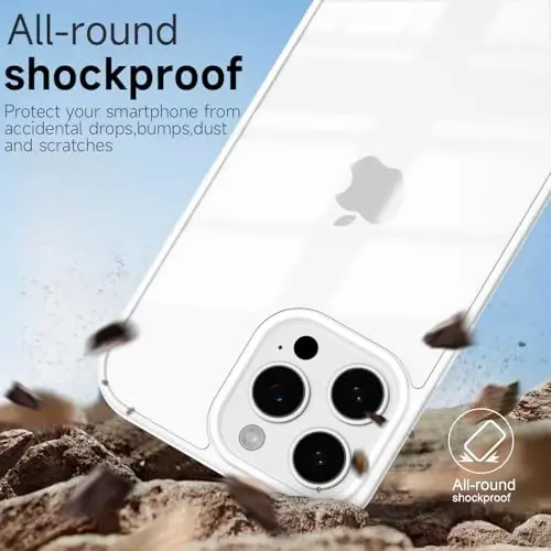 iPhone 15 Pro Max Kılıfı Şeffaf LoeoeL, Şeffaf Hibrit 15 Pro Max Telefon Kılıfı [Sert Plastik ve Yumuşak Silikon Tampon] Akrilik Sararmayan İnce Koruyucu Kadın Kapağı, Beyaz - 6