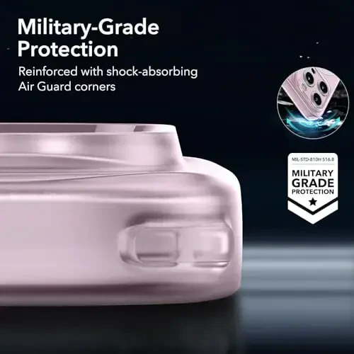 iPhone 15 Pro Max uchun ESR g'ilofi, MagSafe bilan mos, harbiy darajadagi himoya, sarg'ayish va tirnalishga chidamli, iPhone 15 Pro Max uchun magnitli telefon g'ilofi, Zero Series, muzli pushti - 6