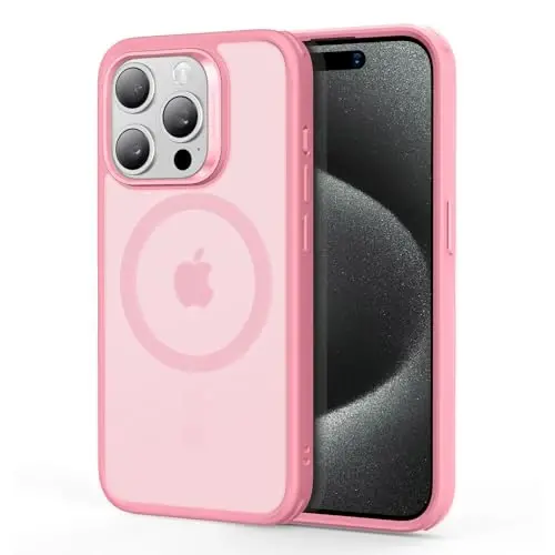iPhone 15 Pro Max uchun ESR g'ilofi, MagSafe bilan mos, harbiy darajadagi himoya, sarg'ayishga chidamli, tirnalishga chidamli orqa, iPhone 15 Pro Max uchun magnit telefon g'ilofi, Classic Series, muzli pushti - ESR