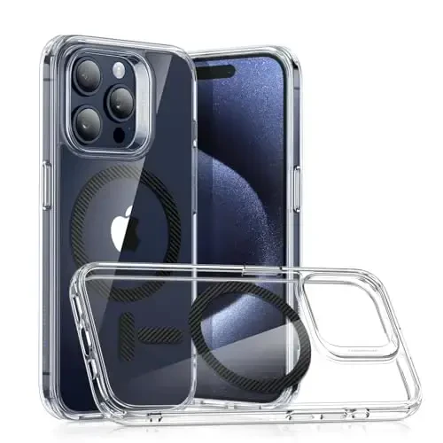iPhone 15 Pro Max uchun ESR g'ilofi, MagSafe bilan mos, harbiy darajadagi himoya, sarg'ayishga chidamli, tirnalishga chidamli orqa, iPhone 15 Pro Max uchun magnit telefon g'ilofi, klassik seriya, karbon tolali 