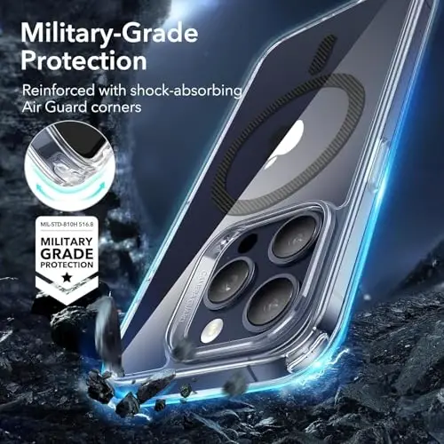 iPhone 15 Pro Max uchun ESR g'ilofi, MagSafe bilan mos, harbiy darajadagi himoya, sarg'ayishga chidamli, tirnalishga chidamli orqa, iPhone 15 Pro Max uchun magnit telefon g'ilofi, klassik seriya, karbon tolali - 5