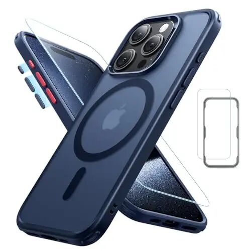 iPhone 15 Pro Max uchun ESR g'ilofi, Yarim shaffof mat g'ilof, MagSafe bilan mos, Harbiy darajadagi himoya, Klassik seriya, Mat ko'k - 1