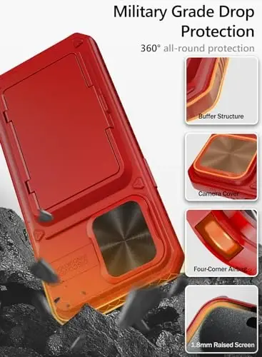 iPhone 15 Pro Max uchun kartalar uchun hamyonli Vihibii g'ilofi (4 ta karta) va siljituvchi linzali himoya qopqog'i va tayanchi va ko'tarilgan qirralar ekranni himoya qiladi, zarbaga chidamli mustahkam g'ilof iPhone 15 Pro Max 6,7