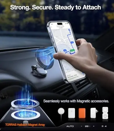 iPhone 15 Pro Max uchun TORRAS g'ilofi Olmos tiniq | Kuchli magnit va uzluksiz stend, MagSafe uchun mos, Harbiy darajadagi tushishdan himoya, Mustahkam sozlanishi o'rnatilgan tayanch, Yupqa sarg'ayishga qarshi - 3