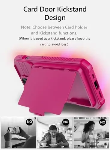 iPhone 15 Pro Max uchun Vihibii hamyonli g‘ilofi karta ushlagich (4 ta karta) va suriluvchi kamera qopqog‘i va tayanchi bilan, ko‘tarilgan qirralari ekranni himoya qiladi, iPhone 15 Pro Max uchun mustahkam qattiq orqa qopqoq, 5G 6.7