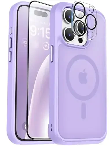 iPhone 15 Pro uchun BossKiss g‘ilofi, [Magsafe bilan mos] [Ekran+Kamera himoyachisi] Magnitli shaffof mat Ayollar Erkaklar Qizlar Himoya qopqog‘i iPhone 15 Pro 6.1