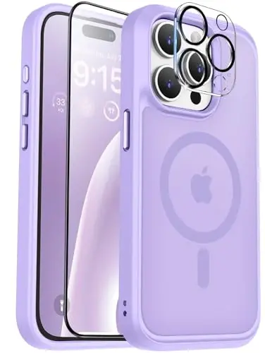 iPhone 15 Pro uchun BossKiss g‘ilofi, [Magsafe bilan mos] [Ekran+Kamera himoyachisi] Magnitli shaffof mat Ayollar Erkaklar Qizlar Himoya qopqog‘i iPhone 15 Pro 6.1