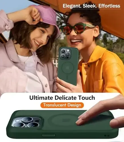 iPhone 15 Pro uchun BossKiss g'ilofi, [Magsafe bilan mos] [Ekran+Kamera himoyachisi] Magnitli yarim shaffof mato Ayollar Erkaklar Qizlar himoya qopqog'i iPhone 15 Pro 6.1