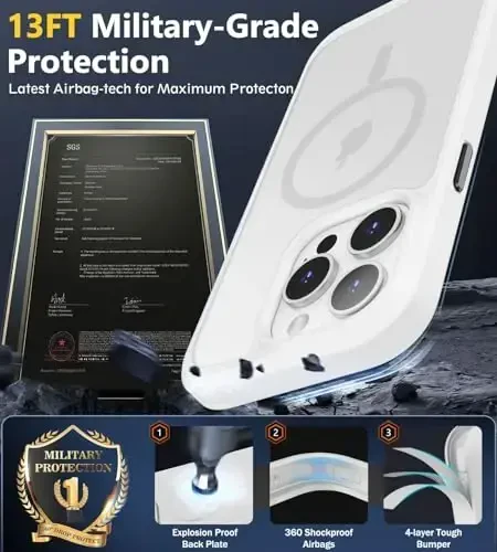 iPhone 15 Pro uchun BossKiss g'ilofi, [Magsafe bilan mos] [Ekran+Kamera himoyasi] Magnitli yarim shaffof mat ayollar erkaklar qizlar himoya qopqog'i iPhone 15 Pro 6.1