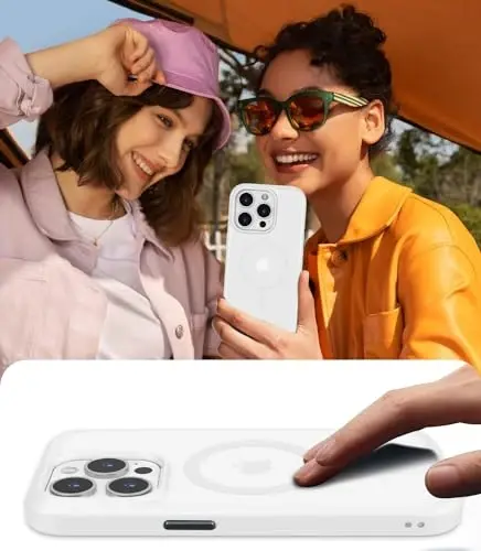 iPhone 15 Pro uchun BossKiss g'ilofi, [Magsafe bilan mos] [Ekran+Kamera himoyasi] Magnitli yarim shaffof mat ayollar erkaklar qizlar himoya qopqog'i iPhone 15 Pro 6.1