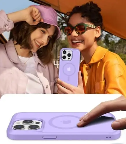 iPhone 15 Pro uchun BossKiss g'ilofi, [Magsafe bilan mos] [Ekran+Kamera himoyasi] Magnitli yarim shaffof mat ayollar erkaklar qizlar himoya qopqog'i iPhone 15 Pro 6.1