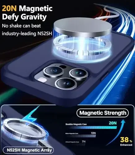 iPhone 15 Pro uchun BossKiss g'ilofi, [Magsafe bilan mos] [Ekran+Kamera himoyasi] Magnitli yarim shaffof mat ayollar erkaklar qizlar himoya qopqog'i iPhone 15 Pro 6.1