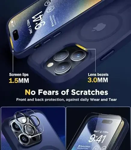 iPhone 15 Pro uchun BossKiss g'ilofi, [Magsafe bilan mos] [Ekran+Kamera himoyasi] Magnitli yarim shaffof mat ayollar erkaklar qizlar himoya qopqog'i iPhone 15 Pro 6.1