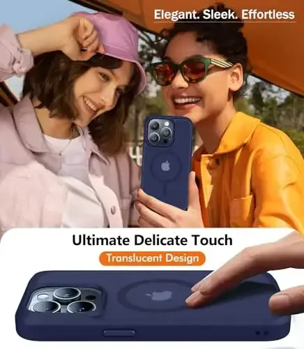 iPhone 15 Pro uchun BossKiss g'ilofi, [Magsafe bilan mos] [Ekran+Kamera himoyasi] Magnitli yarim shaffof mat ayollar erkaklar qizlar himoya qopqog'i iPhone 15 Pro 6.1