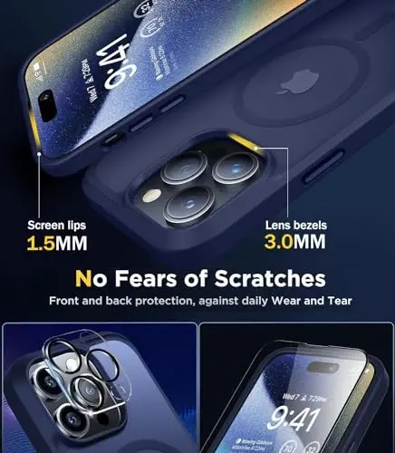 iPhone 15 Pro uchun BossKiss g'ilofi, [Magsafe bilan mos] [Ekran+Kamera himoyasi] Magnitli yarim shaffof mat ayollar erkaklar qizlar himoya qopqog'i iPhone 15 Pro 6.1