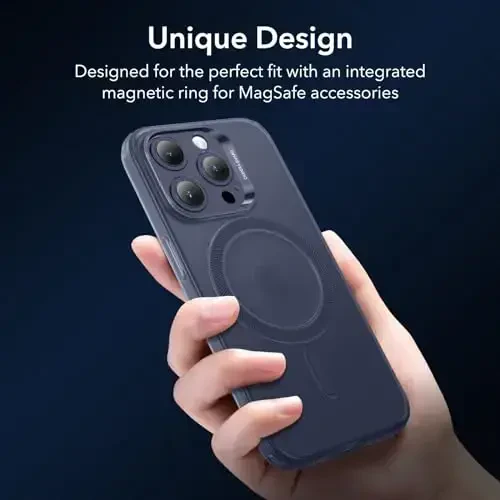 iPhone 15 Pro uchun ESR g'ilofi, MagSafe bilan mos, harbiy darajadagi himoya, sarg'ayish va tirnalishga chidamli, iPhone 15 Pro uchun magnit telefon g'ilofi, Zero Series, muzli to'q ko'k - 4