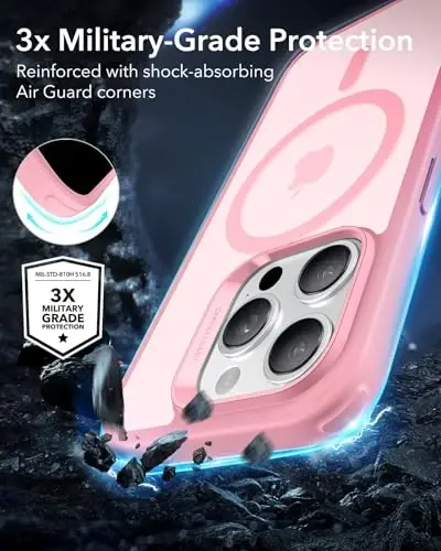 iPhone 15 Pro uchun ESR g'ilofi, MagSafe bilan mos, harbiy darajadagi himoya, sarg'ayishga chidamli, tirnalishga chidamli orqa, iPhone 15 Pro uchun magnit telefon g'ilofi, klassik seriya, muzli pushti - 3