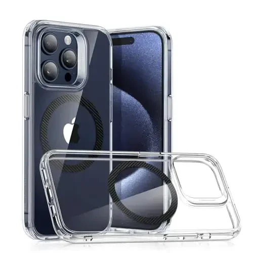 iPhone 15 Pro uchun ESR g'ilofi, MagSafe bilan mos, harbiy darajadagi himoya, sarg'ayishga chidamli, tirnalishga chidamli orqa, iPhone 15 Pro uchun magnitli telefon g'ilofi, Classic Series, uglerod tolasi - 1