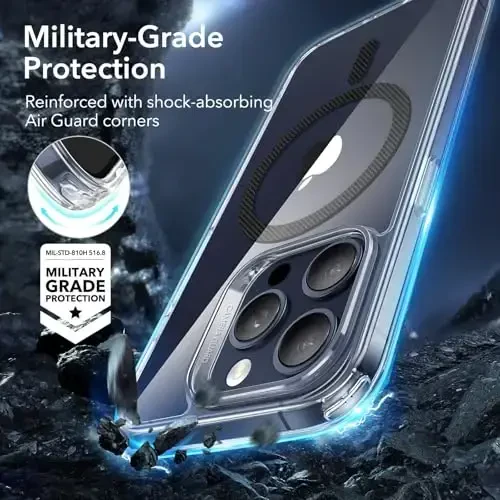 iPhone 15 Pro uchun ESR g'ilofi, MagSafe bilan mos, harbiy darajadagi himoya, sarg'ayishga chidamli, tirnalishga chidamli orqa, iPhone 15 Pro uchun magnitli telefon g'ilofi, Classic Series, uglerod tolasi - 5