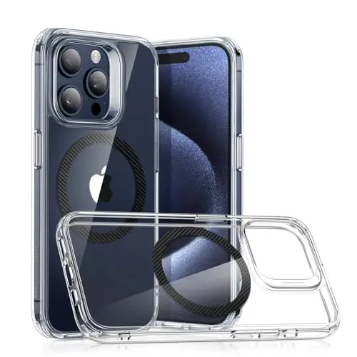 iPhone 15 Pro uchun ESR g'ilofi, MagSafe bilan mos, harbiy darajadagi himoya, sarg'ayishga chidamli, tirnalishga chidamli orqa, iPhone 15 Pro uchun magnitli telefon g'ilofi, Classic Series, uglerod tolasi - ESR