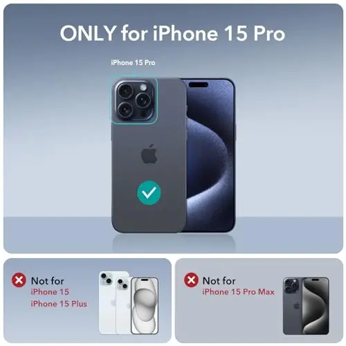 iPhone 15 Pro uchun ESR g'ilofi, MagSafe bilan mos keladi, harbiy darajadagi himoya g'ilofi, o'rnatilgan Stash Stand telefon g'ilofi, chizilishga chidamli orqa qopqoq, Classic Series, Clear Grey - 2