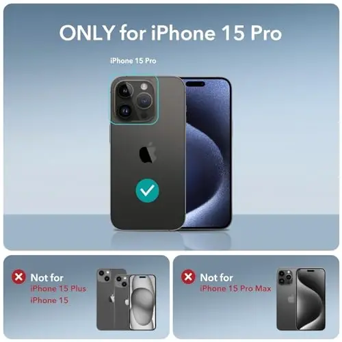 iPhone 15 Pro uchun ESR g'ilofi, zarbani yutuvchi burchaklar bilan harbiy darajadagi himoya, tirnalishga chidamli va sarg'ayishga qarshi akril orqa, ingichka himoya telefon g'ilofi, Air-Armor seriyasi, muzlatilgan qora - 2