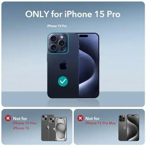 iPhone 15 Pro uchun ESR g'ilofi, zarbani yutuvchi burchaklari bilan harbiy darajadagi himoya, tirnalishga chidamli va sarg'ayishga qarshi akril orqa, ingichka himoya telefon g'ilofi, Air-Armor seriyasi, toza to'q ko'k - 2