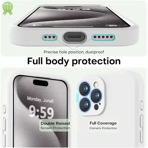 iPhone 15 Pro uchun LOVE 3000 g'ilofi, Premium silikon, [Yumshoq chizishga qarshi mikrofiber astar] Zarbalarga chidamli himoya telefon g'ilofi erkaklar ayollar qizlar uchun 6.1