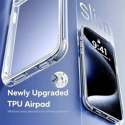 iPhone 15 Pro uchun Mkeke shaffof korpusi, [sariqarmaydi] [harbiy darajadagi himoya] yupqa zarbadan himoya qiluvchi telefon korpuslari iPhone 15 Pro 2023 uchun - 3