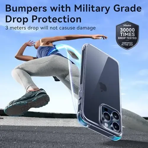 iPhone 15 Pro uchun Mkeke shaffof korpusi, [sariqarmaydi] [harbiy darajadagi himoya] yupqa zarbadan himoya qiluvchi telefon korpuslari iPhone 15 Pro 2023 uchun - 5