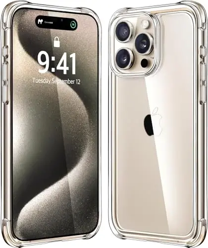 iPhone 15 Pro uchun Mkeke shaffof korpusi, [sariqarmaydi] [harbiy darajadagi himoya] yupqa zarbadan himoya qiluvchi telefon korpuslari iPhone 15 Pro 2023 uchun - 1