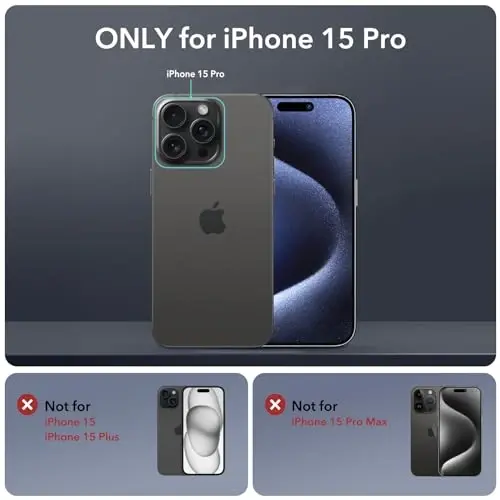 iPhone 15 Pro uchun stendli ESR g‘ilofi, MagSafe bilan mos, harbiy standartdagi zarbaga chidamli g‘ilof, 9H+ temperlangan shisha ekran himoyachisi, Armor seriyasi, tiniq kulrang - ESR (1)