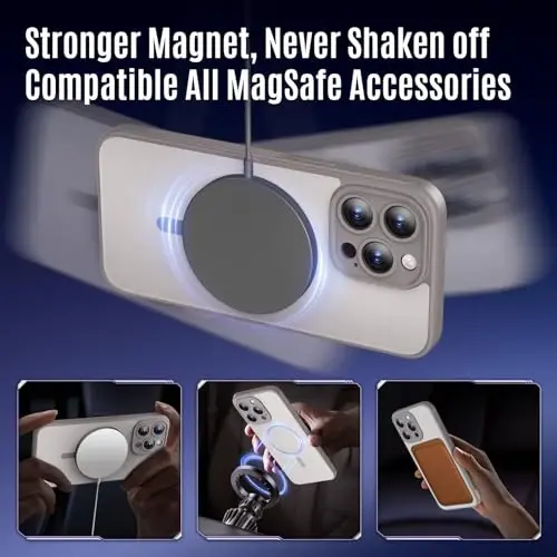 iPhone 15 Pro uchun Symcele qutisi, MagSafe bilan mos, X2 maxfiylik ekran himoyachilari bilan, [Kamera himoyasi] [15FT harbiy tomchi himoyasi] zarbga chidamli telefon qutisi, 6.1'', tabiiy titan - 3