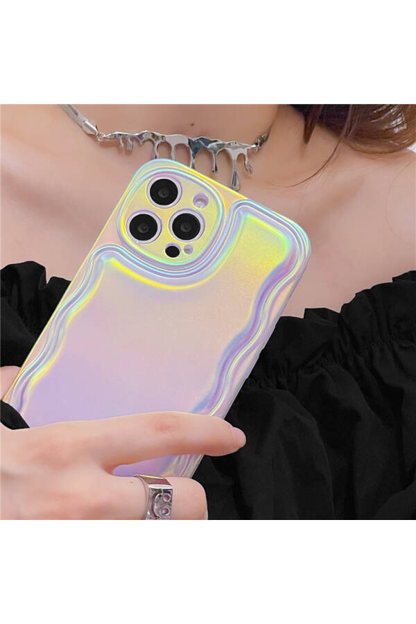 Iphone 15 Promax Compatible Zigzag Wavy Holographic Puff Case - 5