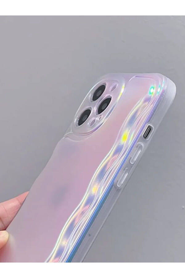 Iphone 15 Promax Uyumlu Zigzaglı Dalgalı Hologram Puf Kılıf - 4