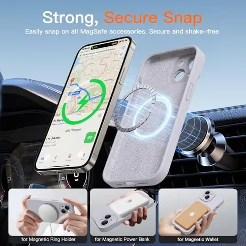 iPhone 15 uchun ekran himoyachisi bilan magnitli g'ilof - Simsiz zaryadlashga mos - Takomillashtirilgan kamera himoyasi - iPhone 15 6.1