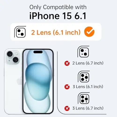 iPhone 15 uchun ekran himoyachisi bilan magnitli g'ilof - simsiz zaryadlashga mos - takomillashtirilgan kamera himoyasi - iPhone 15 6.1