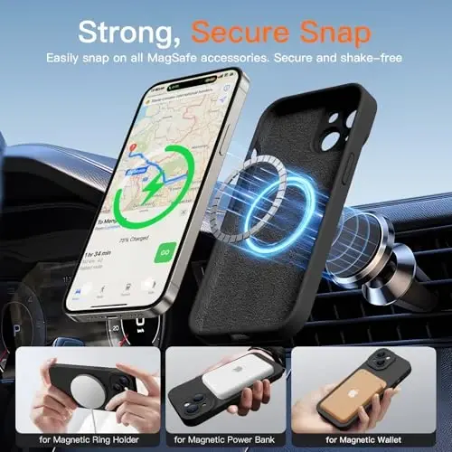 iPhone 15 uchun ekran himoyachisi bilan magnitli g'ilof - simsiz zaryadlashga mos - takomillashtirilgan kamera himoyasi - iPhone 15 6.1